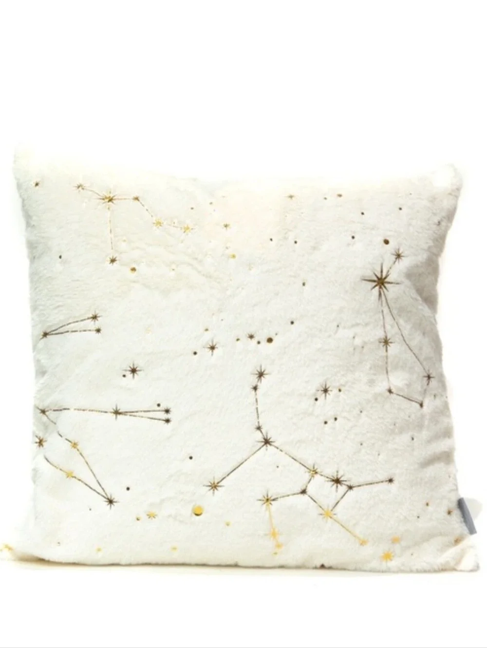 New Aviva Stanoff Faux Fur Pillow W/ Gold Constellation Zodiac Astrological